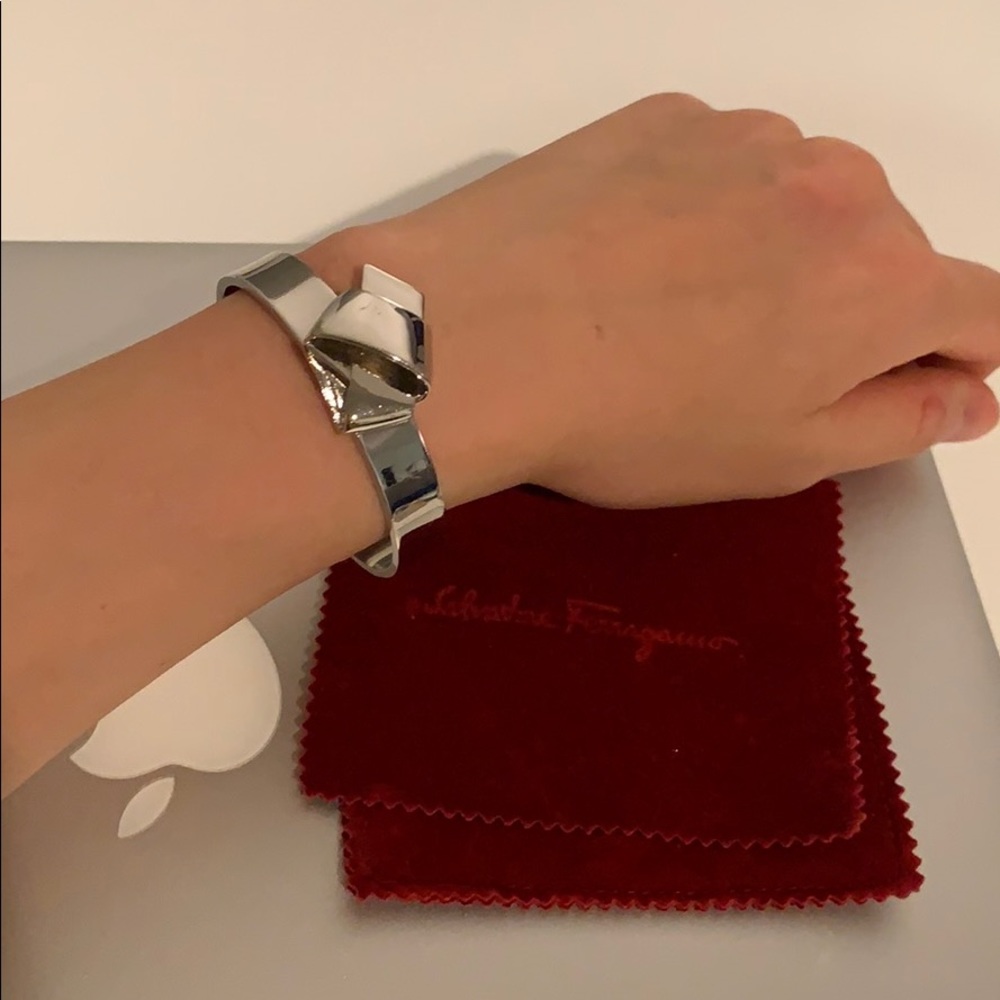 Salvatore Ferragamo Silver Tone Knot Bracelet